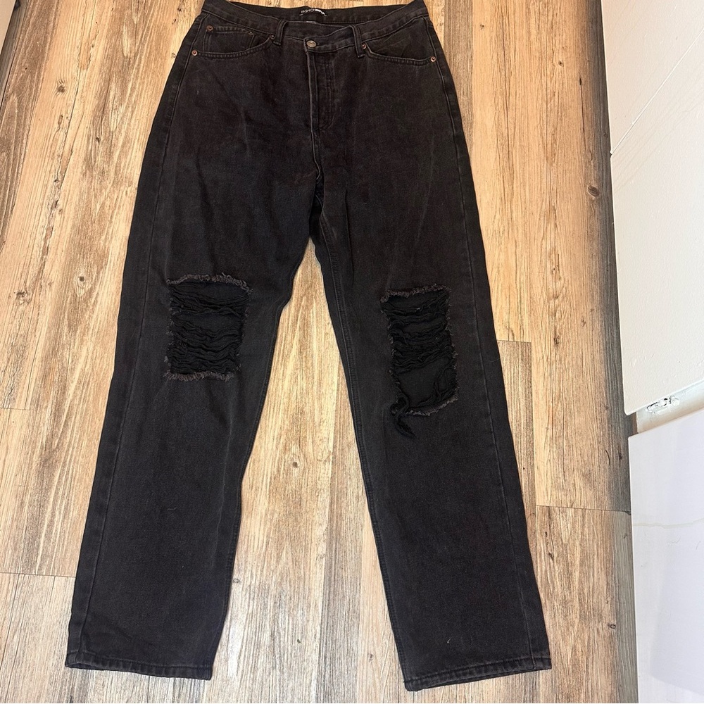 Fashion Nova Black Distressed Straight Leg Jeans Women’s 11